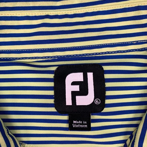 FootJoy Polo Shirt Mens XL Extra Large Kiwi Royal Striped The Den Golf Course AZ - Picture 4 of 12